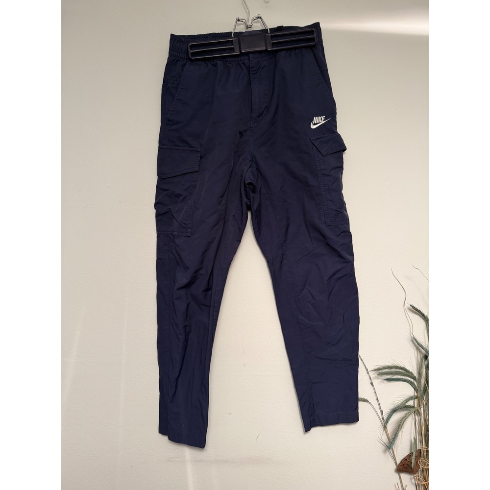 Nike Womens Sportswear Cargo Pants Navy Blue Tapered Elastic Waist Small